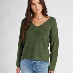 NWOT 78 & Sunny V-Neck Pullover Sweater, Olive, Size Large